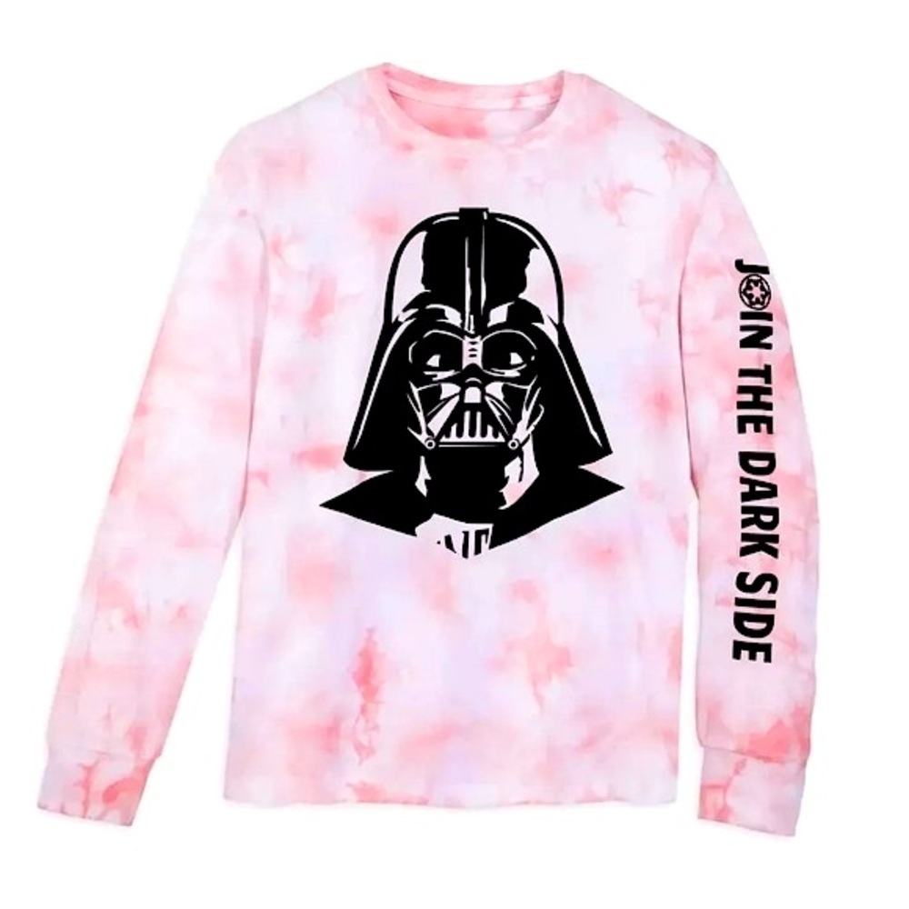 Disney Adult Star Wars Darth Vader Pink Acid Wash Long Sleeve Shirt Size Small